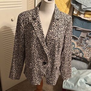 INC International Concepts Black and Cream Animal Print Blazer